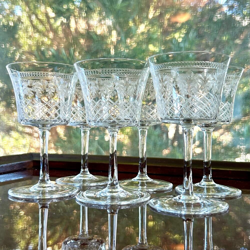 Vintage Pall Mall Lady Hamilton Crystal Liqueur Glasses Set of 6